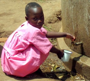girl getting water