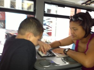 Ev & Timmy Playing Chess on the Bus in London